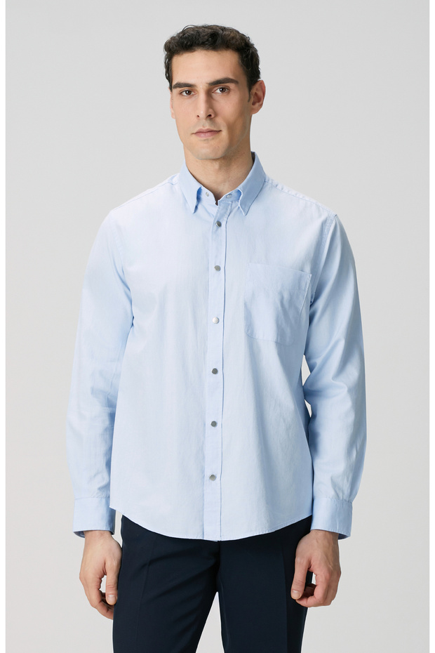 Mavi Oxford Gömlek - 4