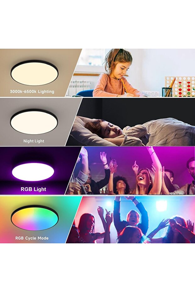 Alexa Bluetooth WiFi Smart LED Ceiling Light, 30cm, Dimmable Design, Ceiling Mount - 5