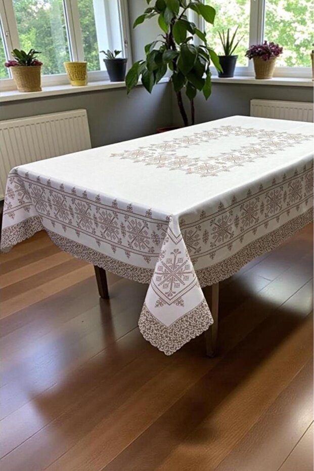 مفرش طاولة أسوود بدون خياطة 150×150 سم بني