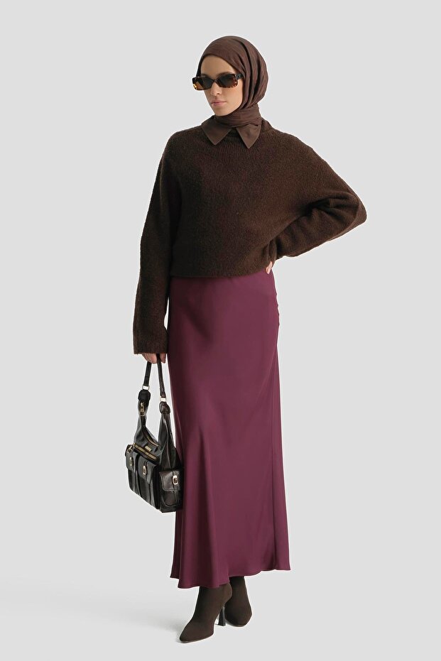 Satin Skirt Burgundy