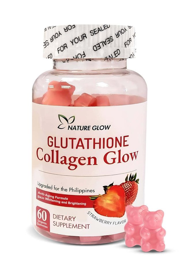 NATURE GLOW Glutathione Collagen Glow – 60 Strawberry Gummies for Skin Whitening & Anti-Aging