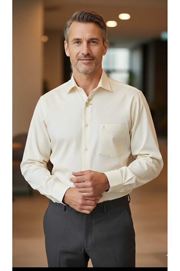 Long Sleeve Pocketed Dakron Fabric Men's Classic Shirt