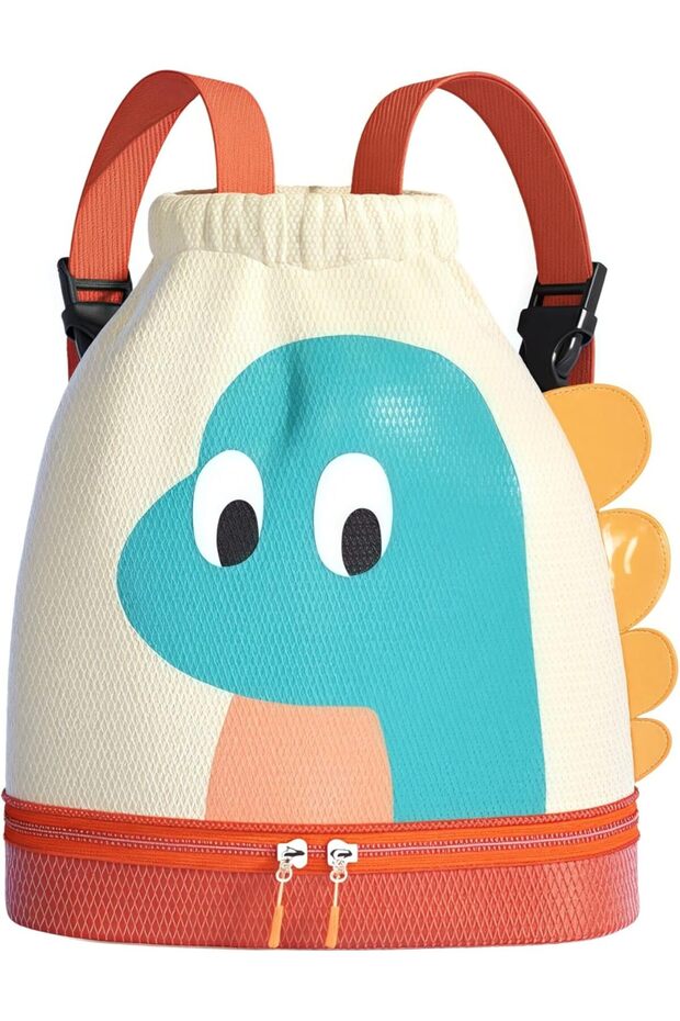 Kids Swimming Bag with Wet Dry Compartments, Lightweight Water-proof Fabric, Anti-Jamming Zi