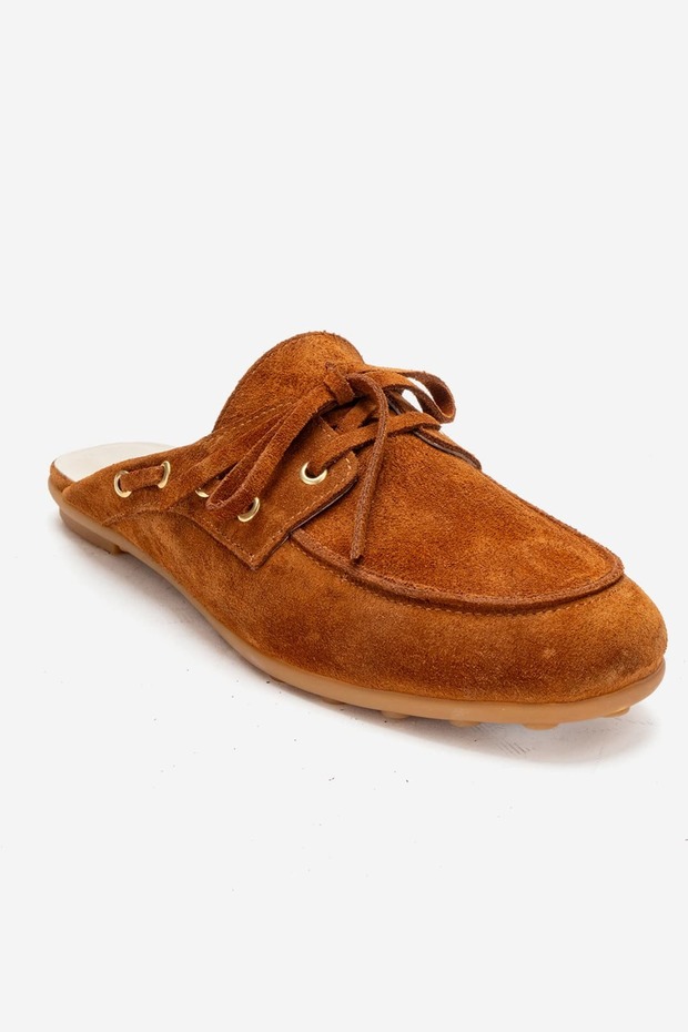 Florian women's genuine leather slippers - tan suede