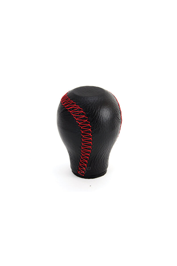 Leather gear shift knob with red stitching - 1