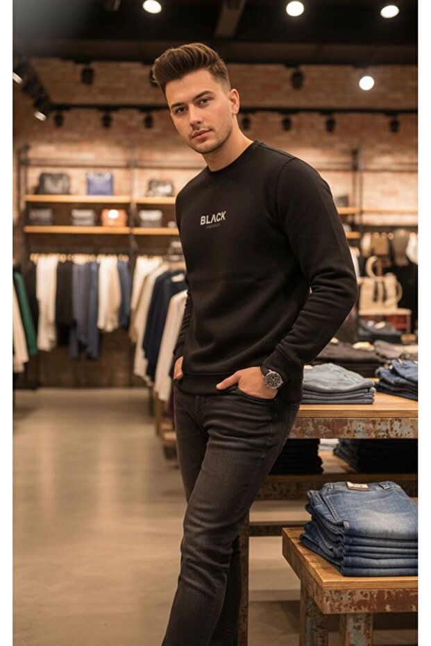 سترة كازاك بياقة دائرية سوداء - 3