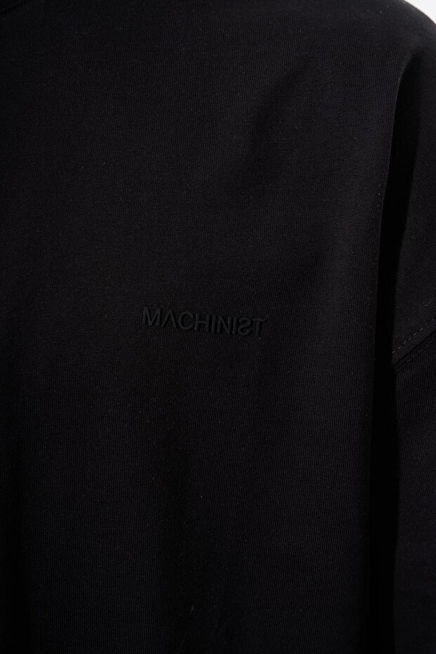 Ανδρικό μπλουζάκι Basic Cotton oversized Μαύρο - 4