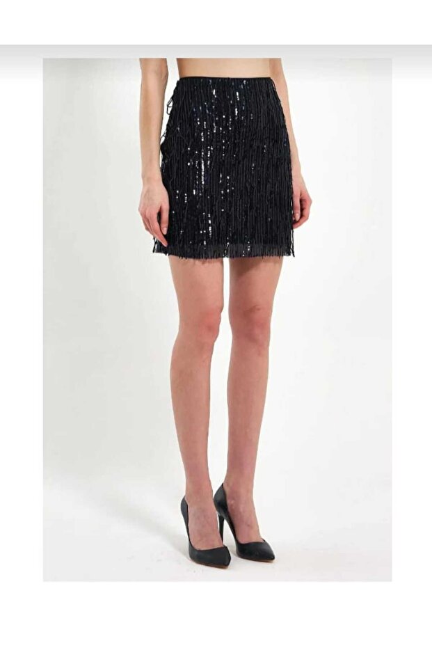 saçaklı mini etek - 1
