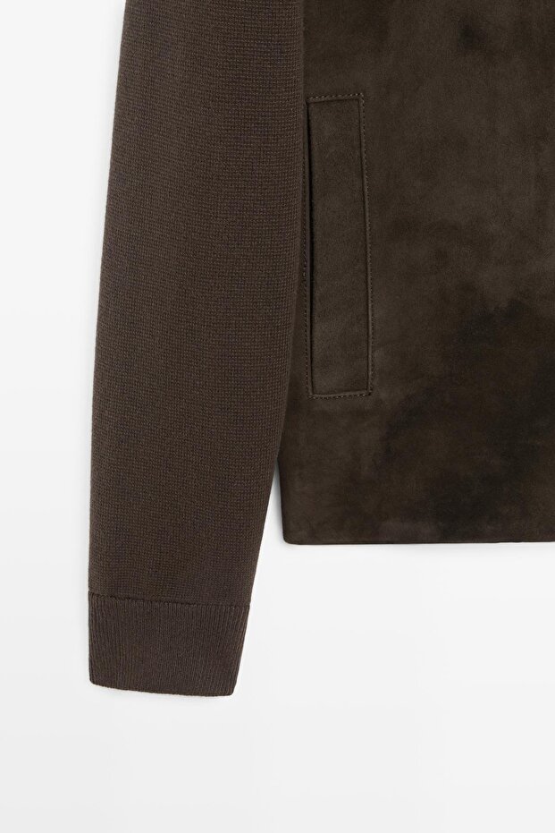 Pamuklu deri triko hırka - 7