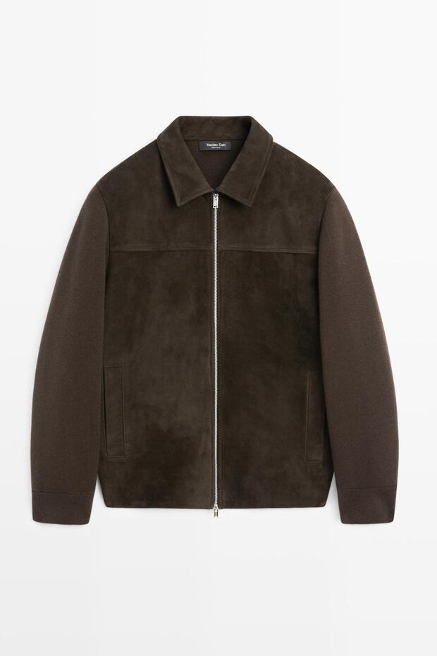 Pamuklu deri triko hırka - 5