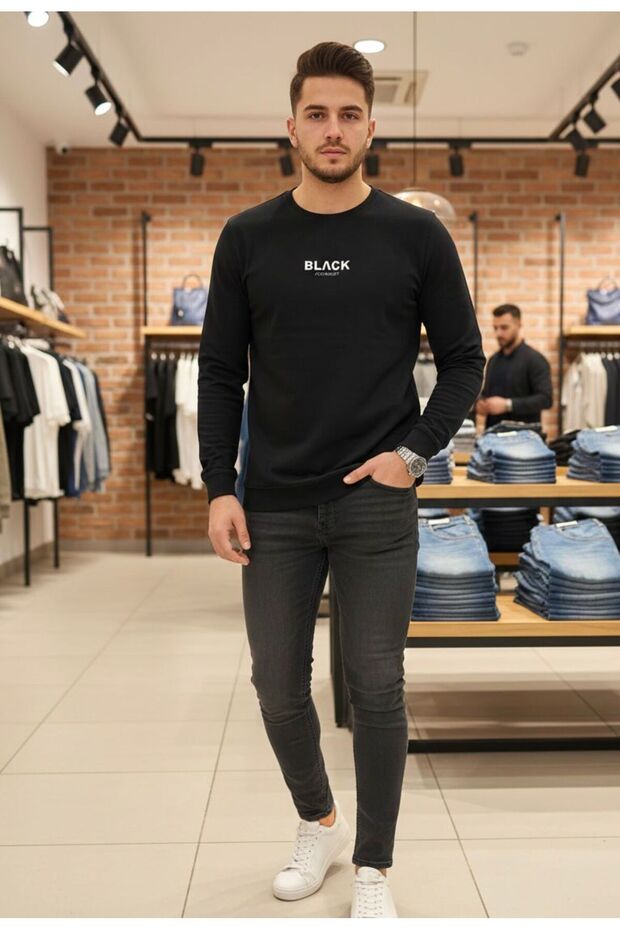 سترة كازاك بياقة دائرية سوداء - 4