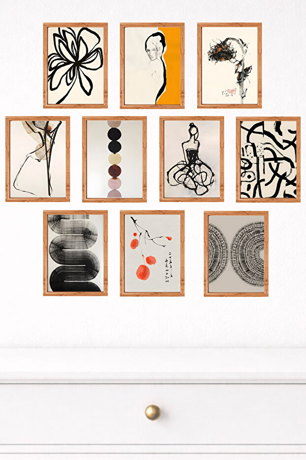 مجموعة من 10 لوحات جدارية حديثة ذات مظهر إطاري – طباعة UV على MDF مقاس 15x20 سم