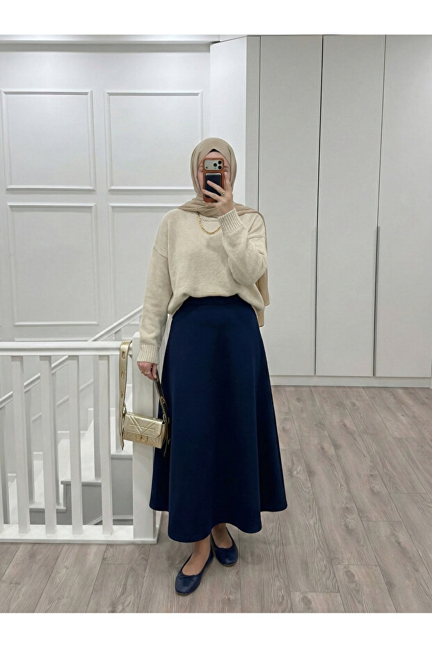 Scuba Verev Skirt-Navy Blue