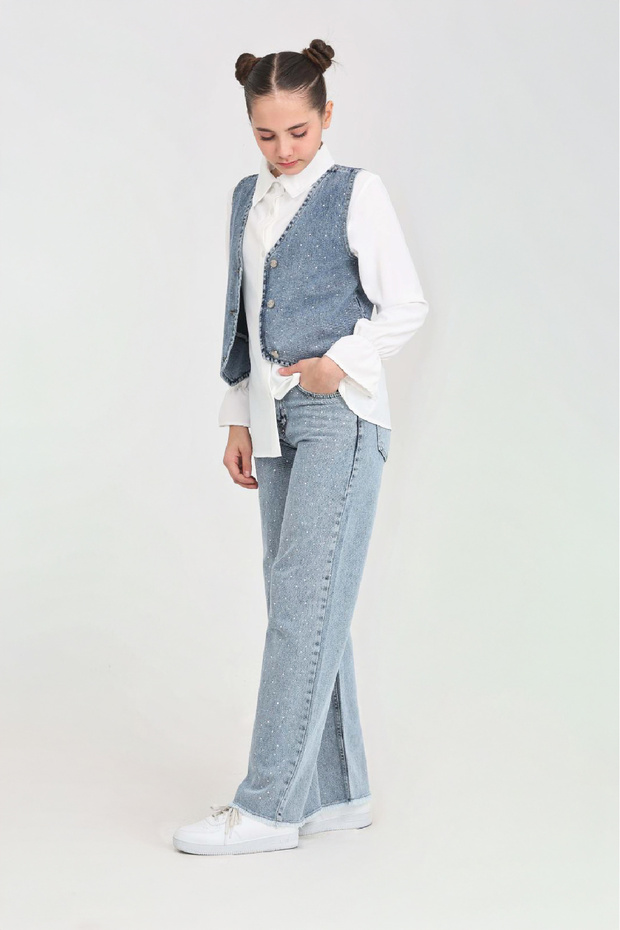 Girl's Stone Decorated 3-Piece Jean Set 5-15 Years Old 12495