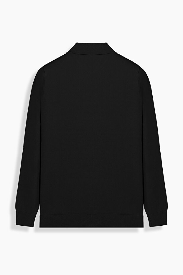 İNTERVİEW Polo Yaka Fermuarlı Siyah Triko - 2