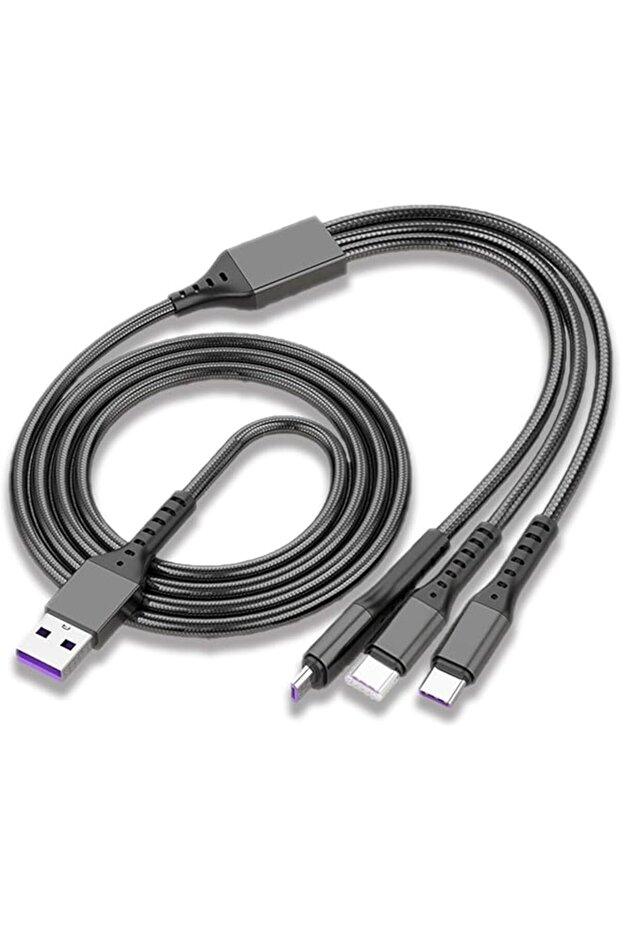 3-in-1 Multi Charging Cable 4FT Nylon Braided Fast Charger USB Cable Compatible with iPhone, Samsung