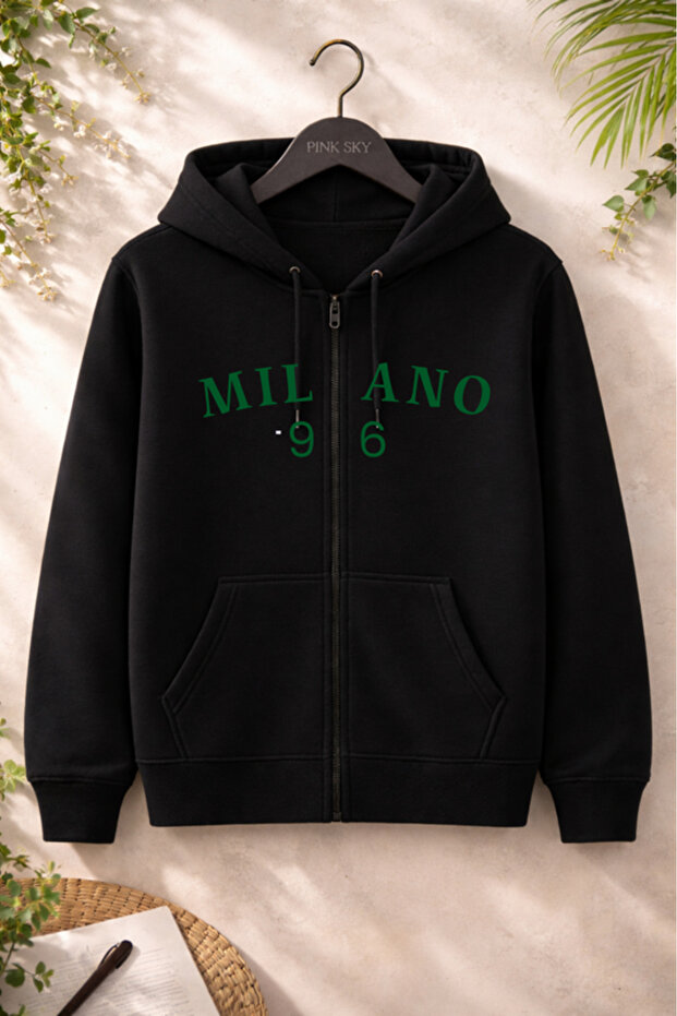 Unisex Printed Zipper Hooded Sweatshirt