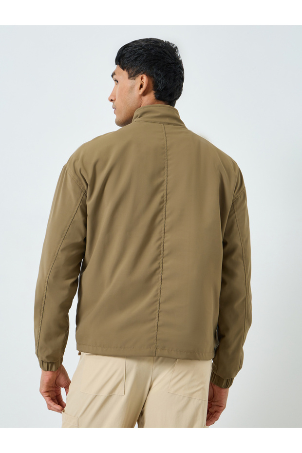 جاكيت رجالي رمادي بسحاب أمامي، تصميم مريح - 5