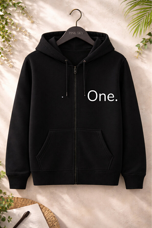 Unisex Printed Zipper Hooded Sweatshirt