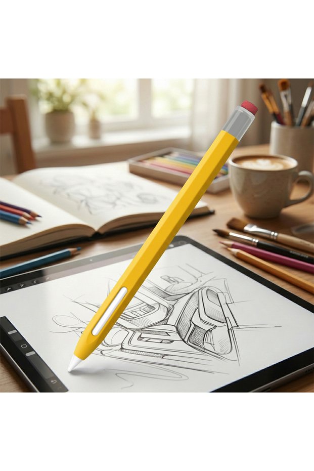 Apple pencil pro case classic retro design matte silicone yellow (product is not a pencil)