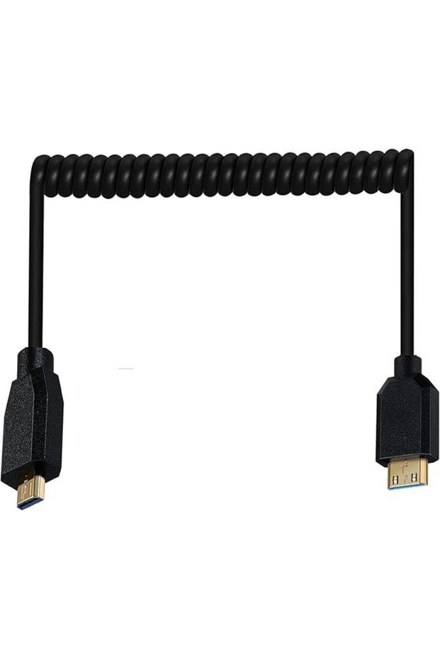 Ultra Thin HDMI Coiled High Speed Cable, Micro HDMI Male Type D to Mini HDMI Male Type C Connector A