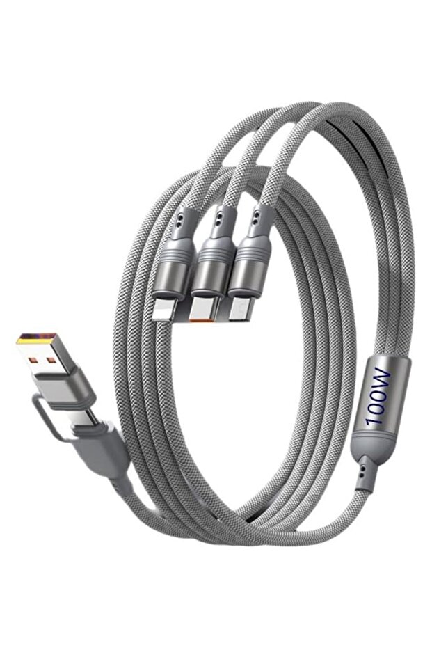 Multi-Functional USB Charging Cable, High-Speed 5-in-1 Nylon Braided Data Line with USB-C, Micro USB
