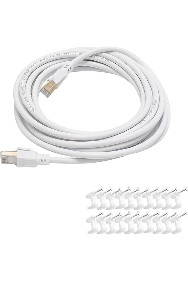 Cat 8 Ethernet Cable 5M White, High Speed Up To 40Gbps Bandwidth Up To 2000Mhz, Cat 8 LAN Network Co