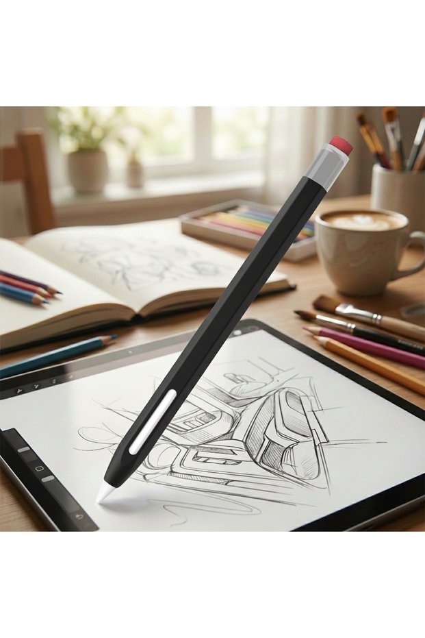Apple pencil pro case classic retro design matte silicone black (product is not a pencil)