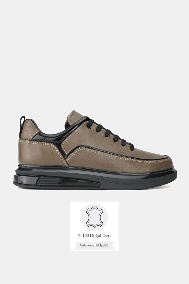 Men's Mink Genuine Natural Leather Sneaker Lace-Up Shoes