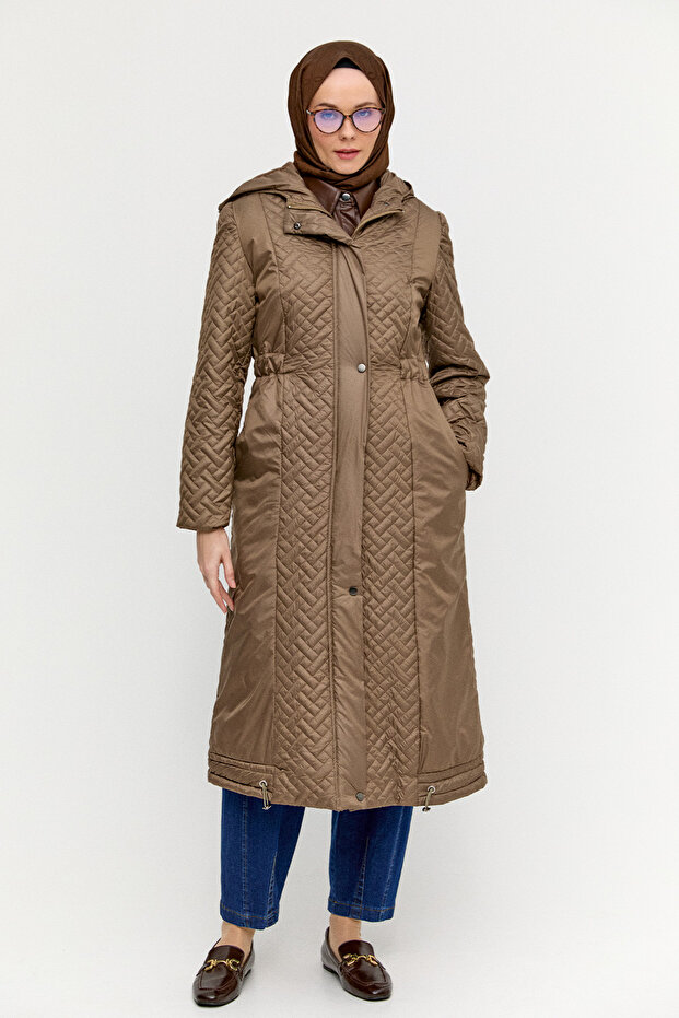 Kapüşonlu Kapitone Kaban - 4