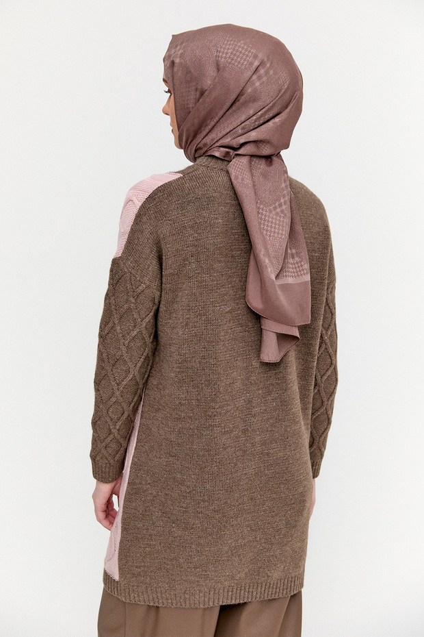 Çift Renkli Oversize Triko Tunik - 6