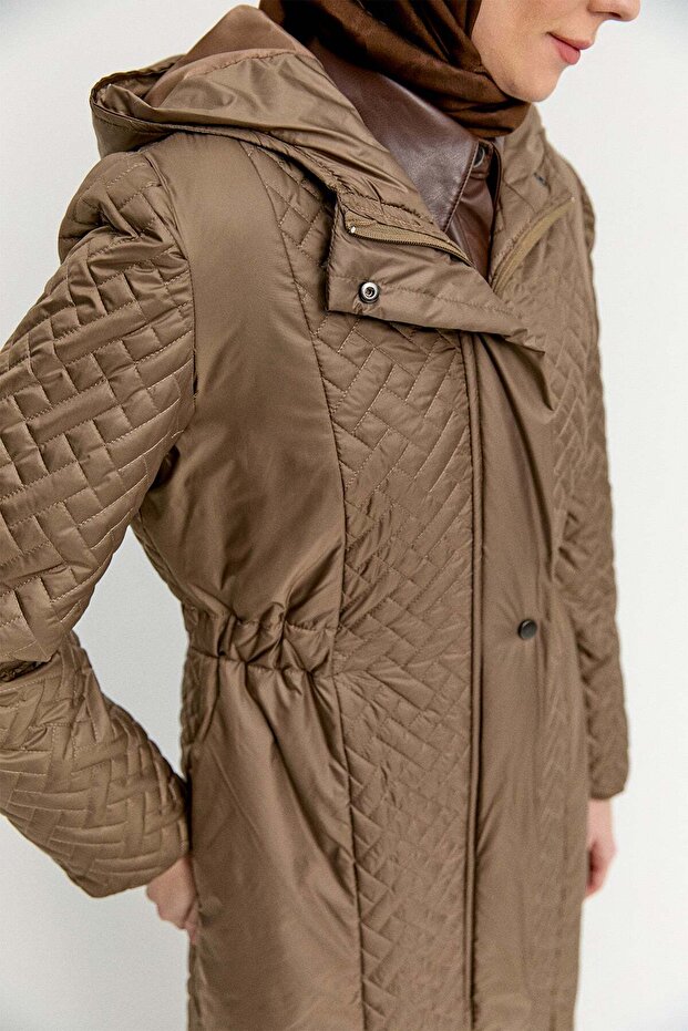 Kapüşonlu Kapitone Kaban - 6