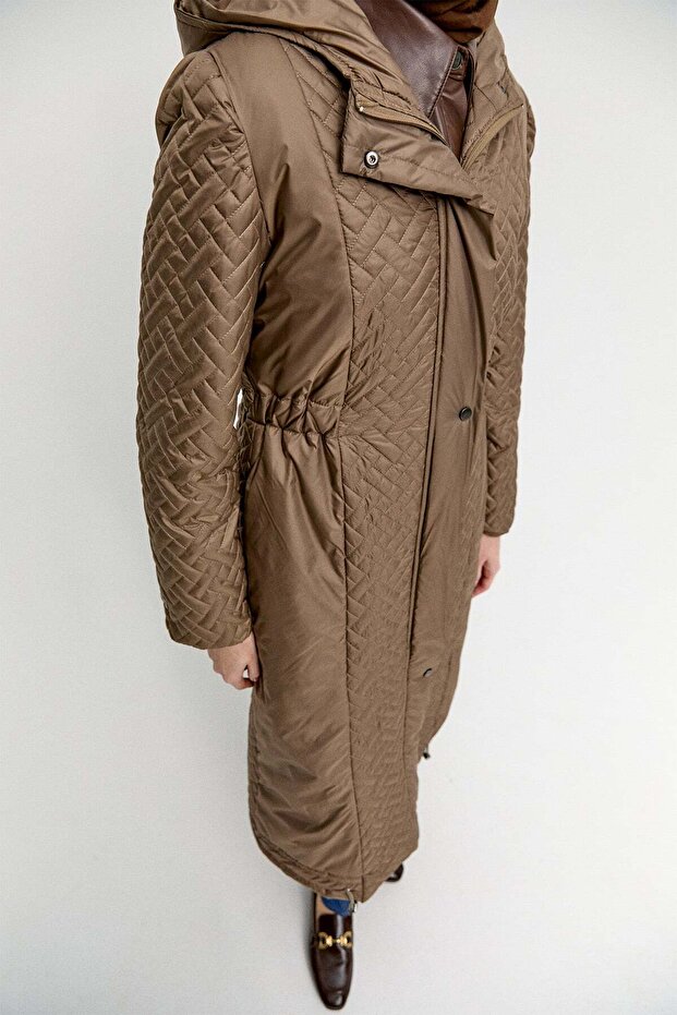 Kapüşonlu Kapitone Kaban - 3