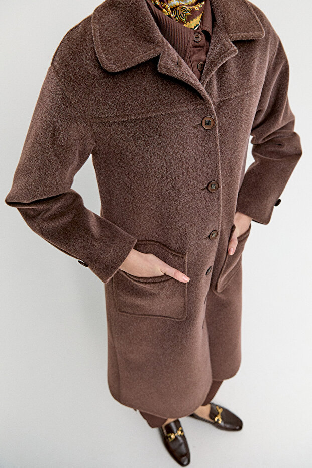 Kaşe Bebe Yaka Kaban - 7