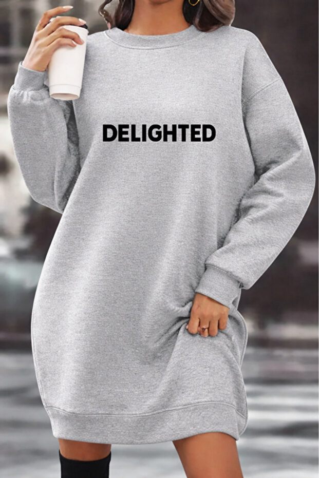 Unisex Printed Crew Neck Sweatshirt Dress