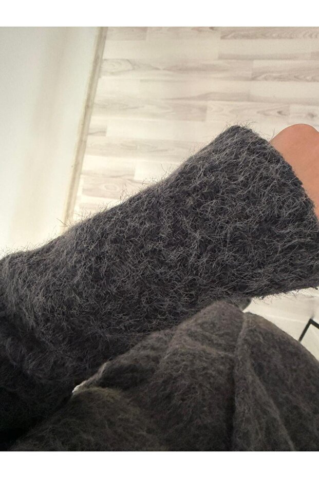 Four Button Anthracite Jacket - Oversized - Curly Plush - 7