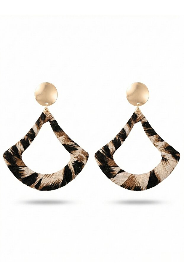 Leopard Patterned Geometric Dangle Women's Earrings I Special Boxed