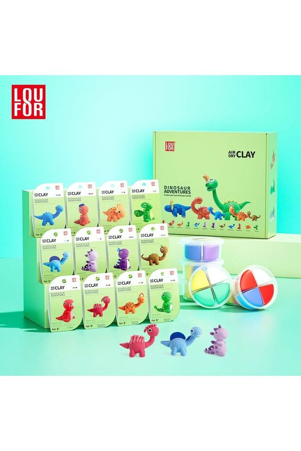 مجموعة طين تشكيل الديناصورات 12 قطعة - 4