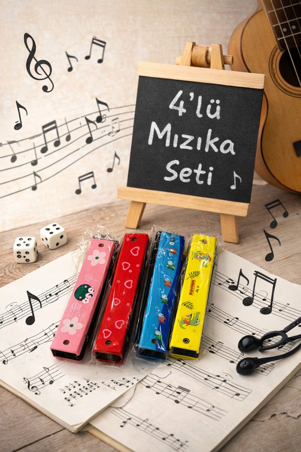 Colorful Harmonica for Children – Educational Wind Instrument (Set of 4)
