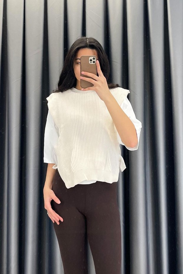 Knitwear Sweater Detailed Double T-Shirt Set - Beige Beige