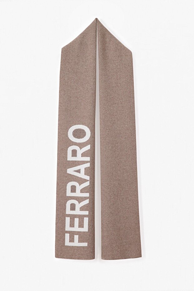 Mink/Ecru Cashmere Blend Soft Textured Women's Knitwear Scarf