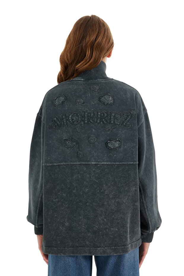 Triko Yaka Aplikeli Ceket - 2