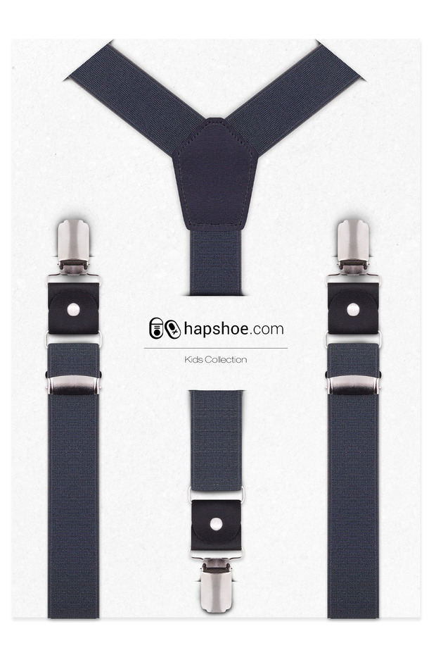 Gray Navy Blue Children's Belt Trouser Strap with Adjustable Clip