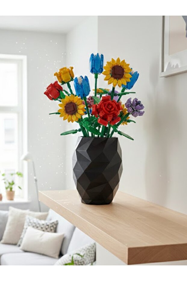 Lego Flower Compatible Gift Vase Cobalt (Flowers Not Included)