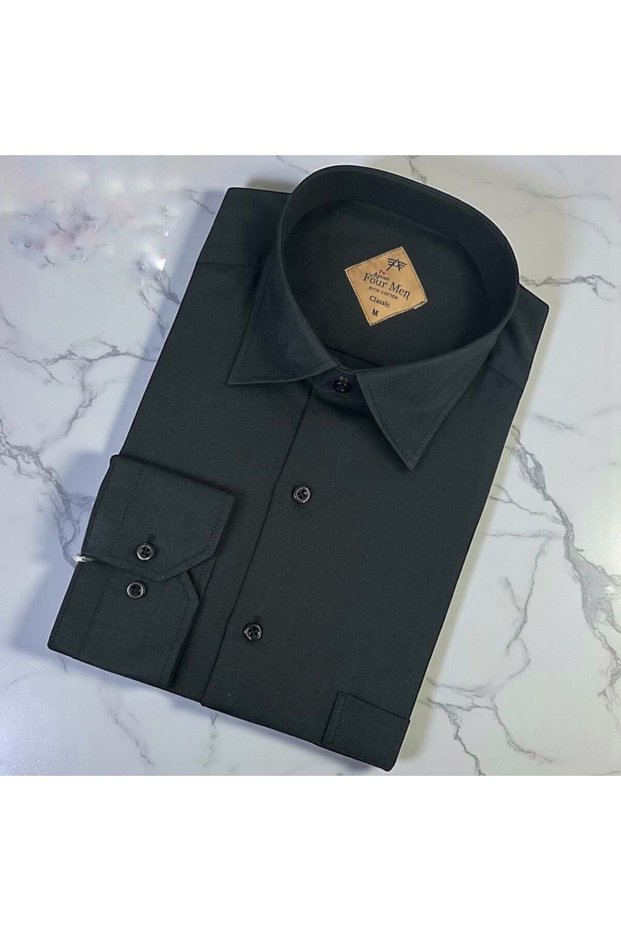 Classic Wide Cut Self Patterned Long Sleeve Men's Shirt
