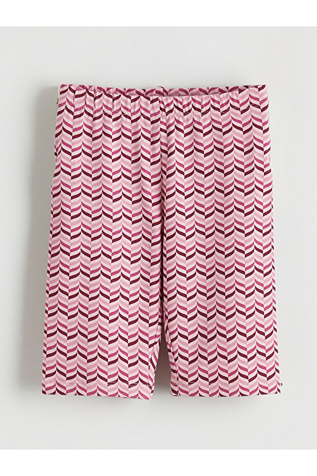 Pink Patterned Girls' Tights with Elastic Waist