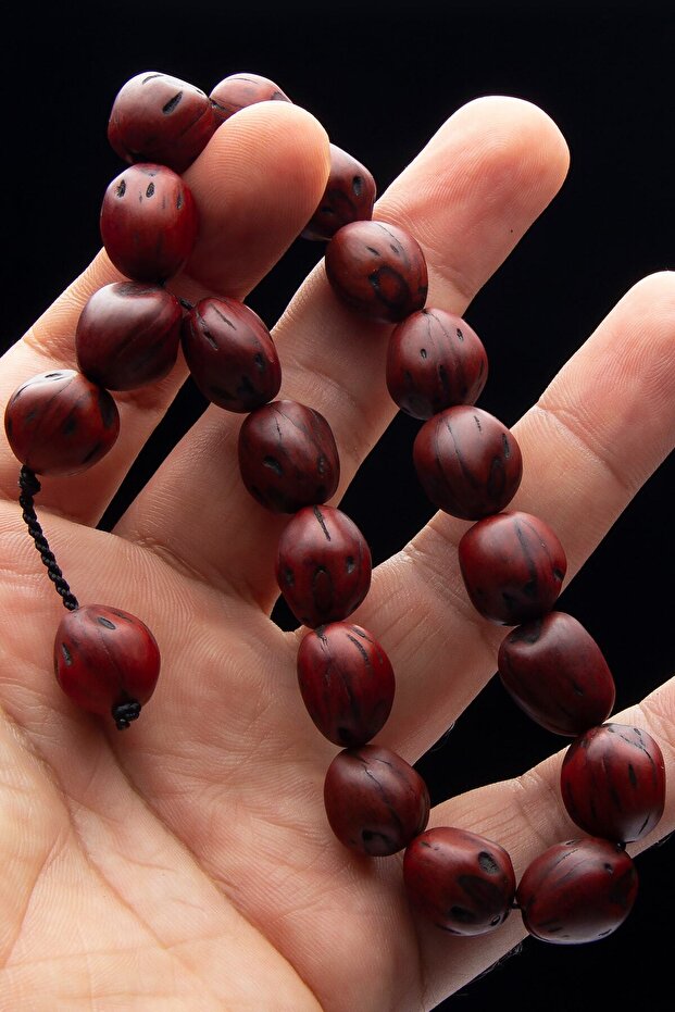 Efe Boy Red Brown Natural Andiz Seed Prayer Beads in Men's Gift Box