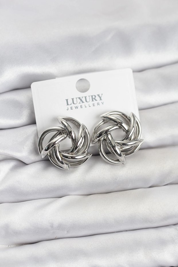 Silver Rk Brass Spiral Model Women's Earrings
