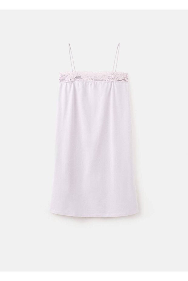 Pamuklu dantel detaylı gecelik - 3