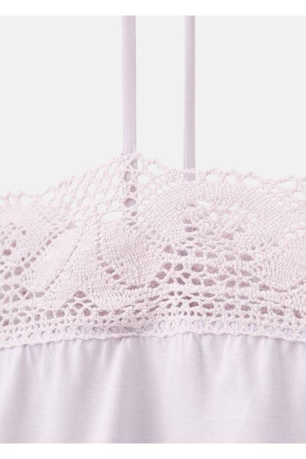 Pamuklu dantel detaylı gecelik - 6